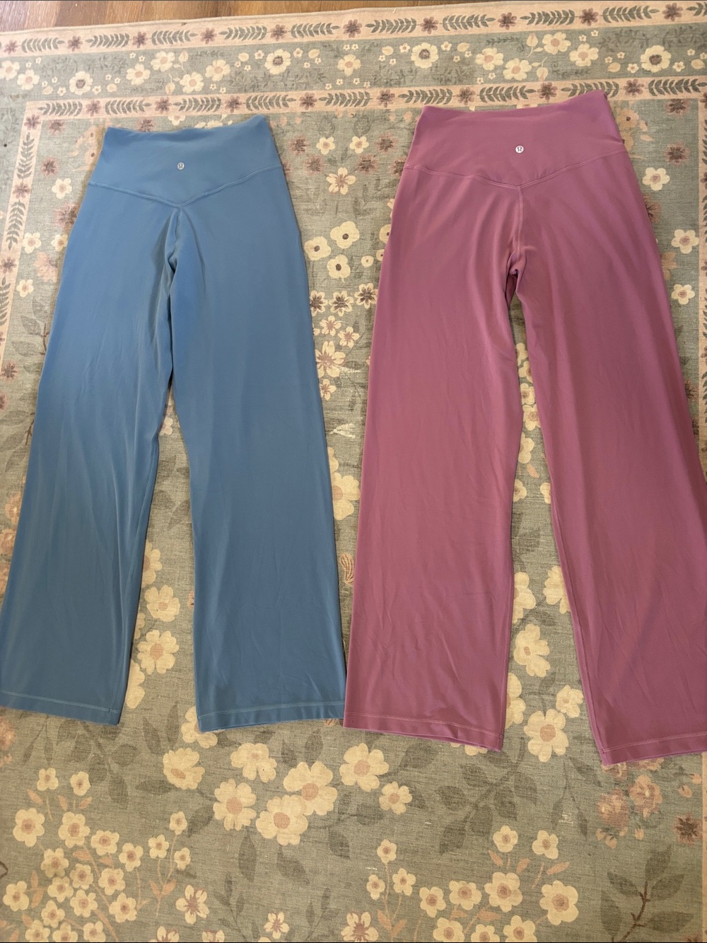 Lululemon align high rise wide leg pants size 6 in both mauve & light blue